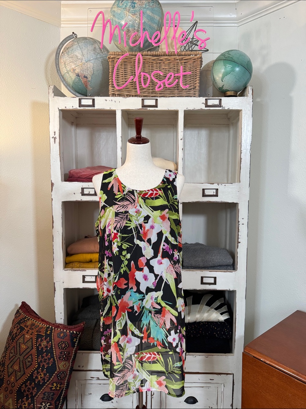 Black Floral Tank Tunic